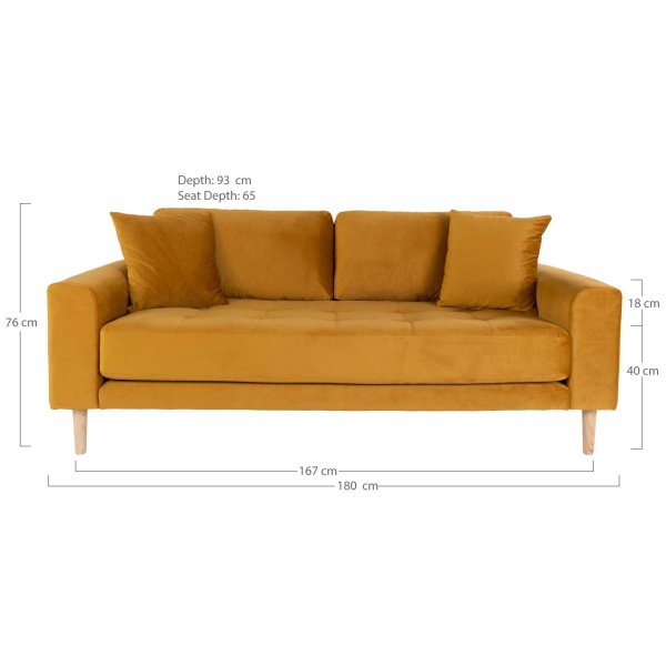 2,5 vietų sofa Lido, garstyčių geltona
