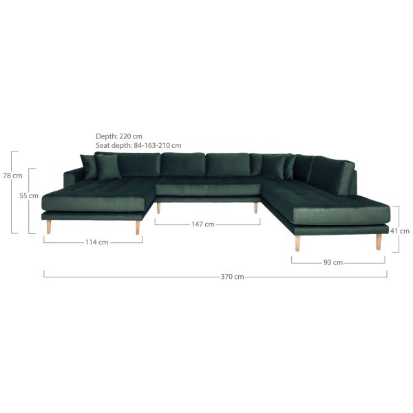 U formos sofa Lido su atviru galu