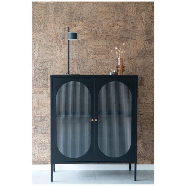 Indauja Adelaide, su banguoto stiklo durelėmis, 90x110 cm (juoda)