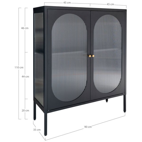 Indauja Adelaide, su banguoto stiklo durelėmis, 90x110 cm (juoda)